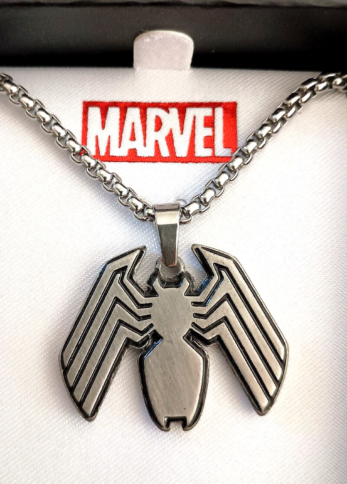 Marvel The Venom Spider Logo Necklace Brushed Pendant New NOS Box