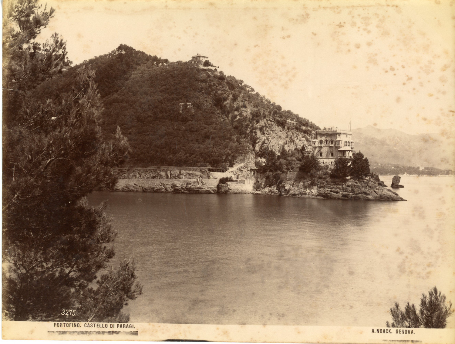 Noack Alfred August, Italy, Portofino, Castello di Paragi Vintage albumen prin 