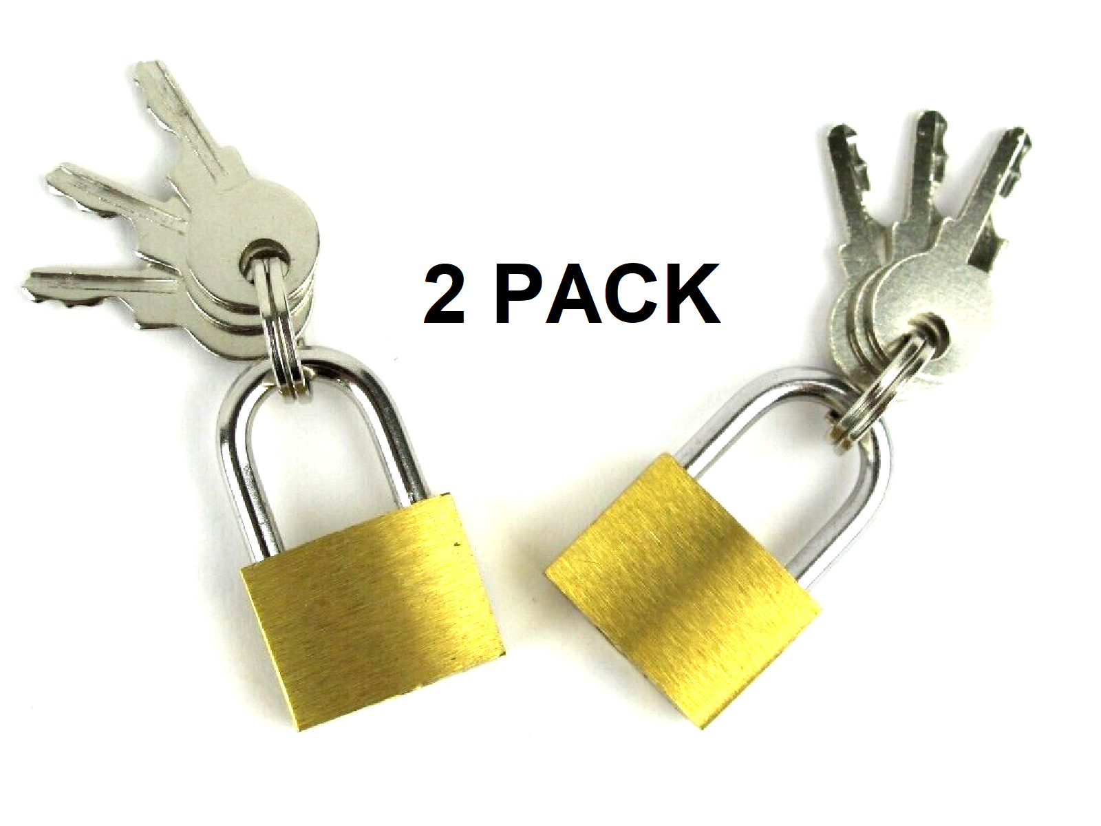 2x Small Metal Padlock Mini Brass Tiny Box Travel Locks Keyed Jewelry 3 Key 20mm