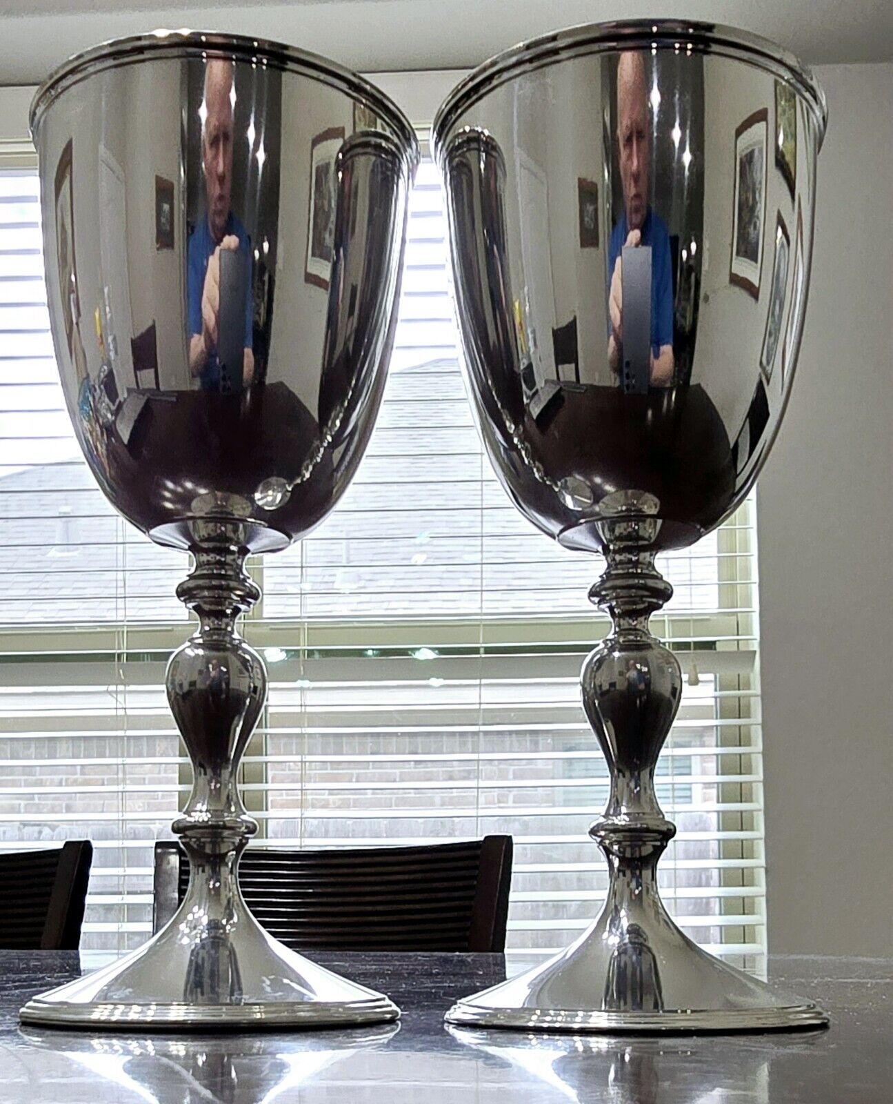 Royal Selangor Pewter Goblets Brilliant Pair Of Finely Turned Pewter