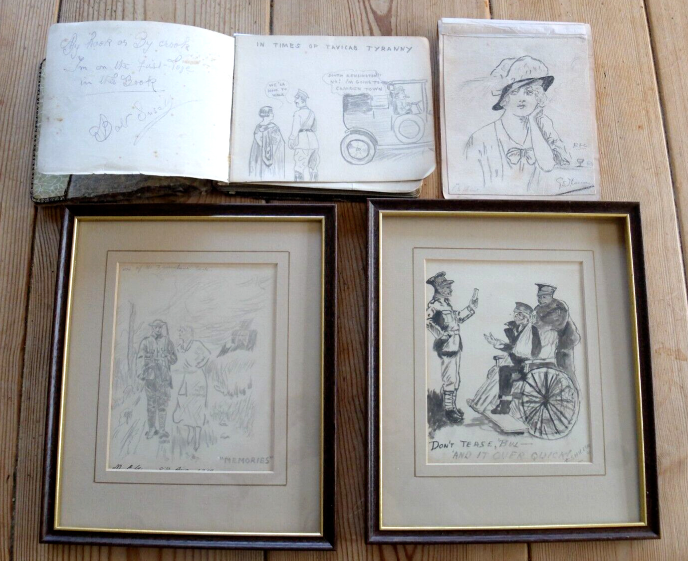First World War autograph book and drawings