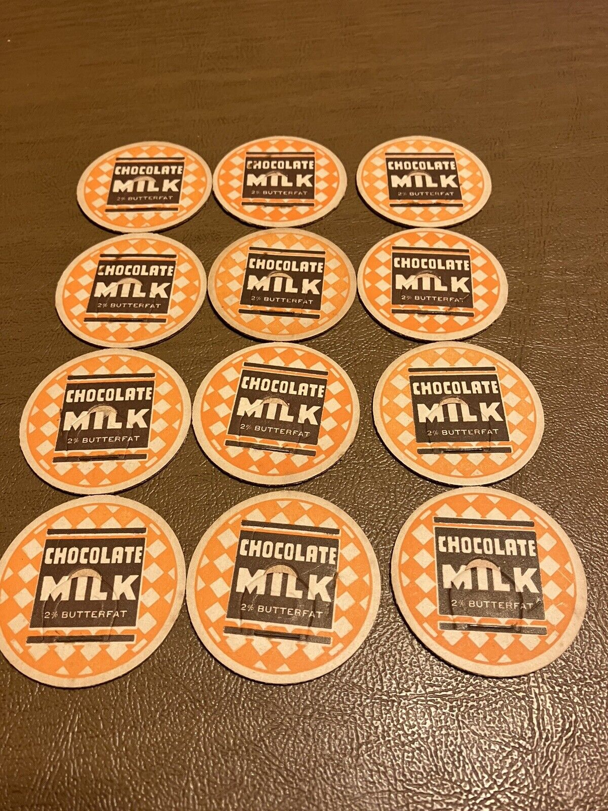 Lot of 12 Chocolate Milk Bottle Caps 