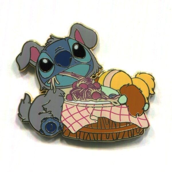 Disney Pins Stitch & Scrump as Lady & The Tramp Disney Store Japan Exclusive Pin