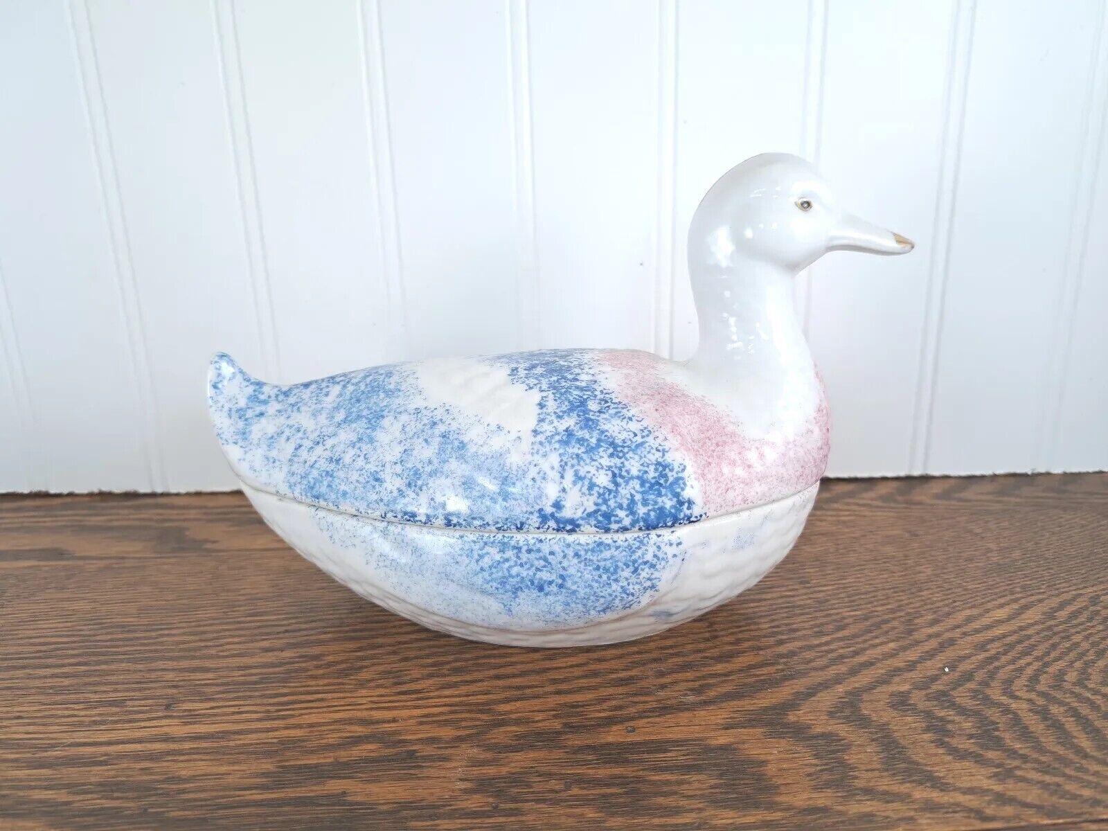 Antique 1800's Russian Imperial  Porcelain  Duck Box Unmarked Kuznetsov