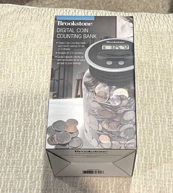 Brookstone Digital Coin Counting Bank / LCD Display / Factory Sealed  / (BN)