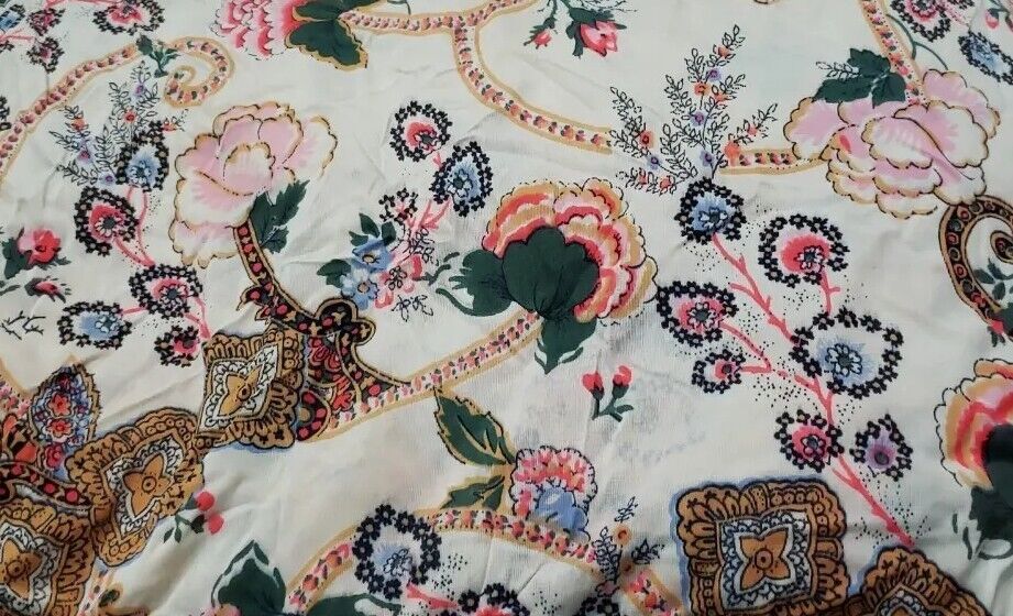 Vintage Polyester Fabric Multicolored Floral Print  36\