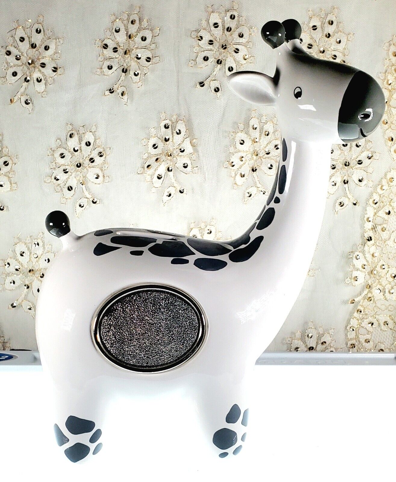 Things Remembered Engravable Ceramic Giraffe White/Grey Piggy Bank Ex. Condition
