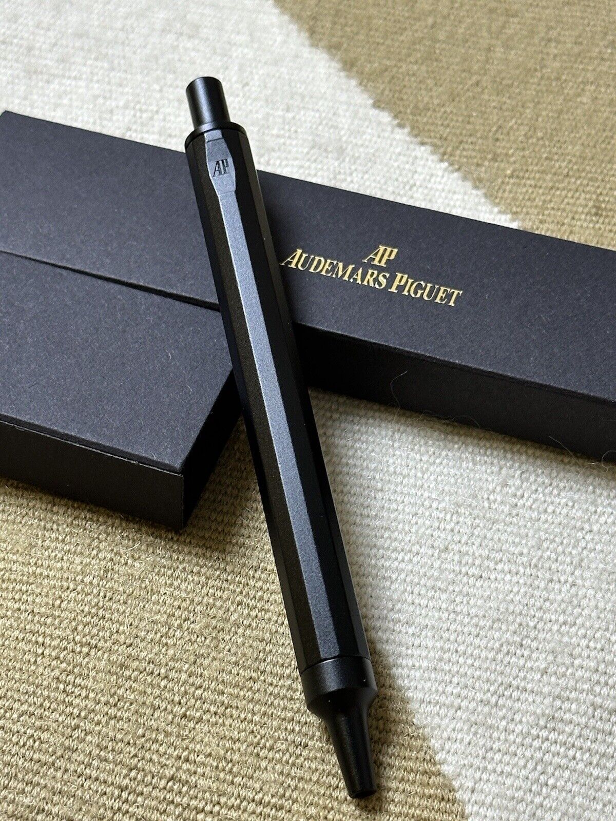 AP Audemars Piguet Pen Black Titanium Steel Ballpoint AD Gift With Service Pouch