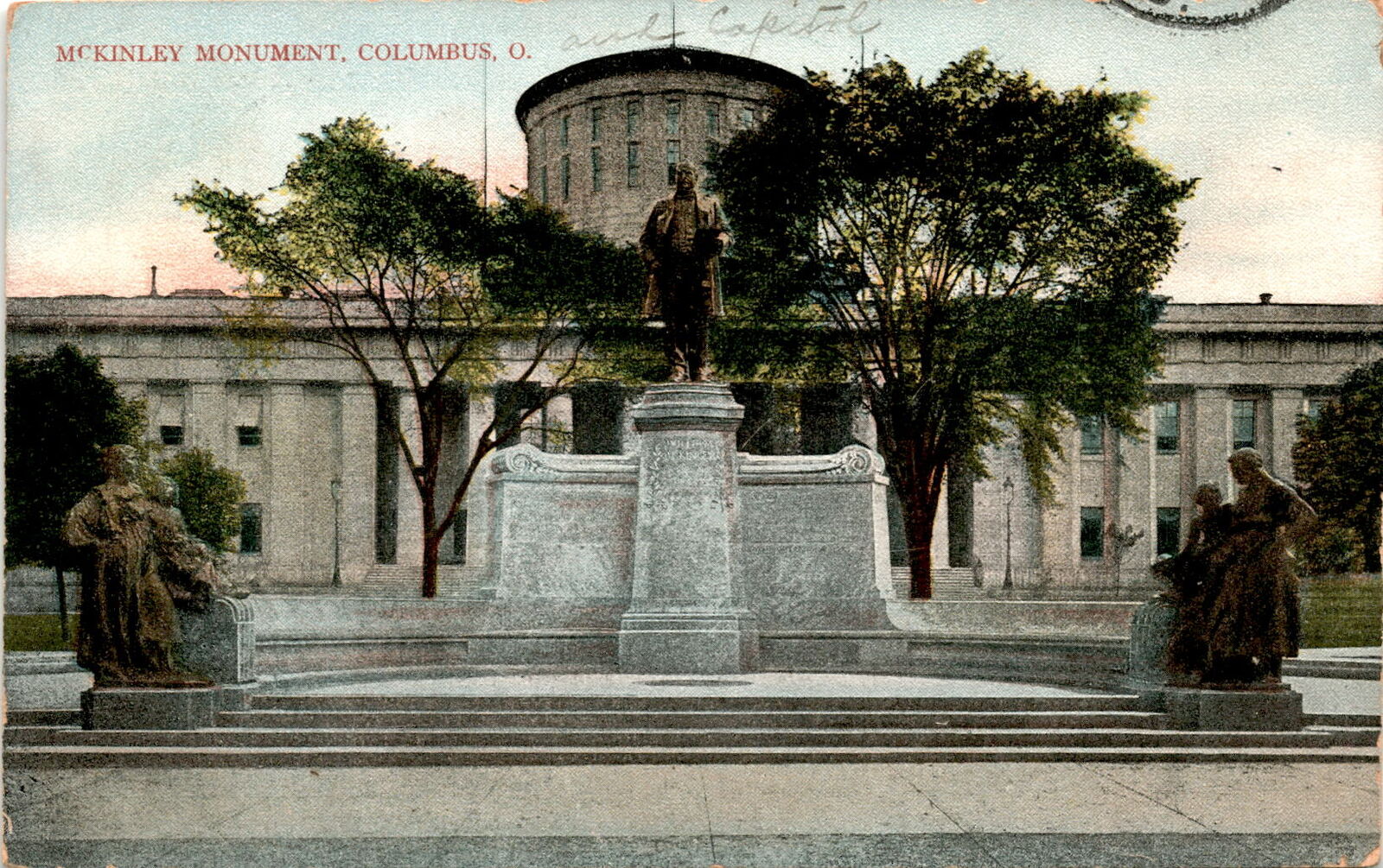 Postcard, October 25 1907, McKinley Monument, Columbus Ohio, message Postcard