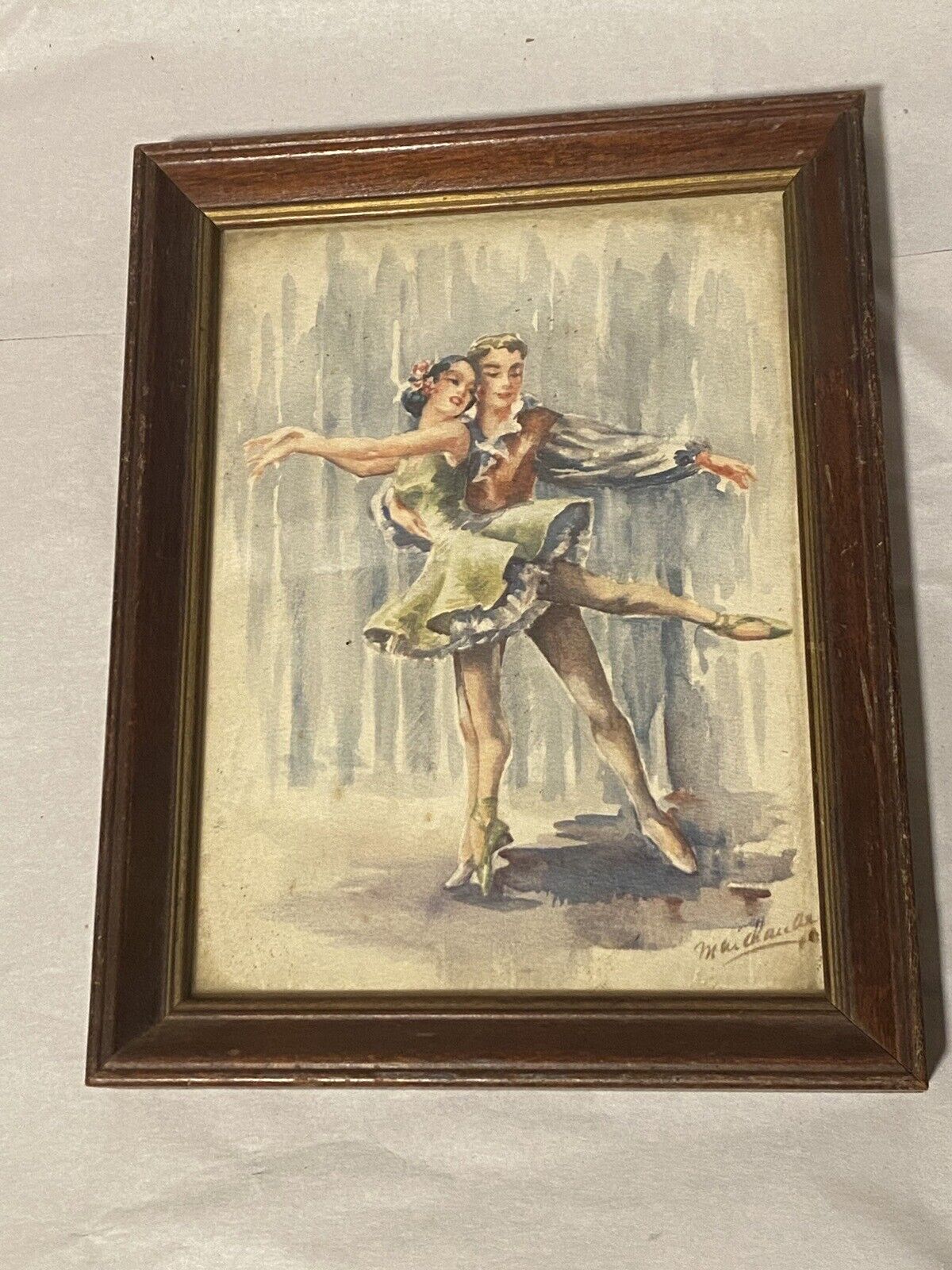 Vintage Framed Women And Men Ballet Dancing print Art Decoration