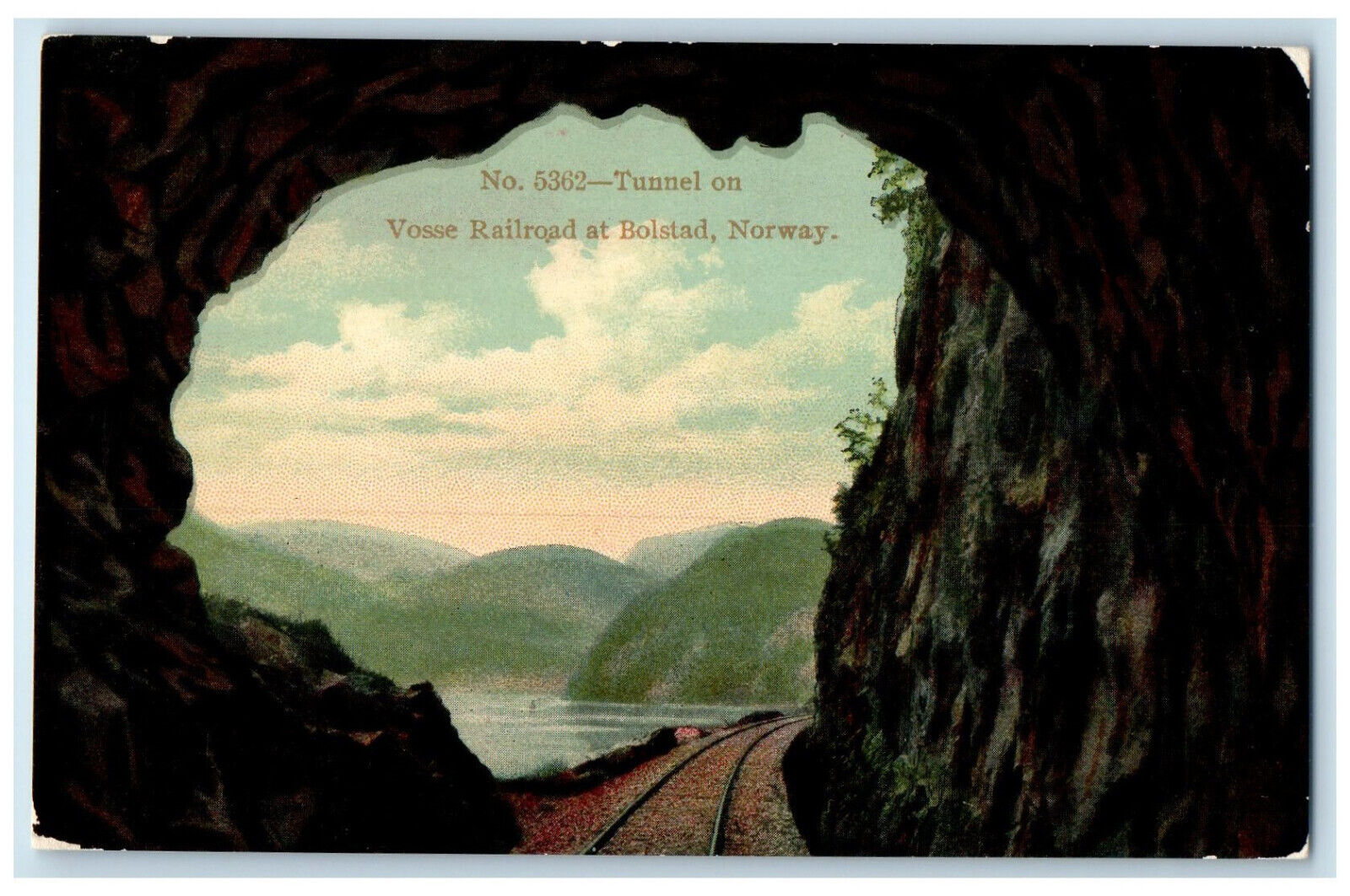 c1910 No.5362 Tunnel on Vosse Railroad at Bolstad Norway Antique Postcard
