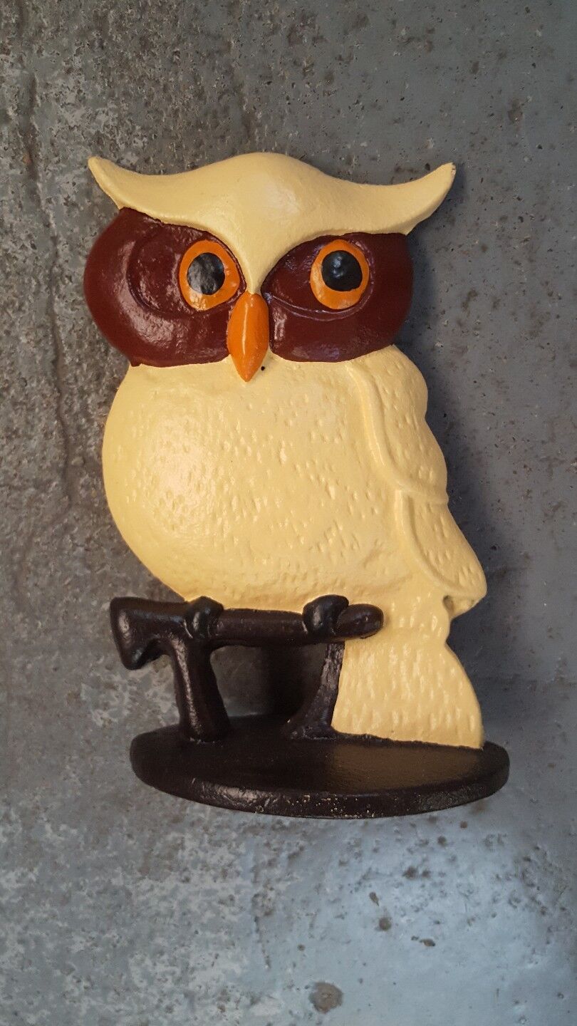 Owl Cast Iron Door Stop Antique Reproduction 