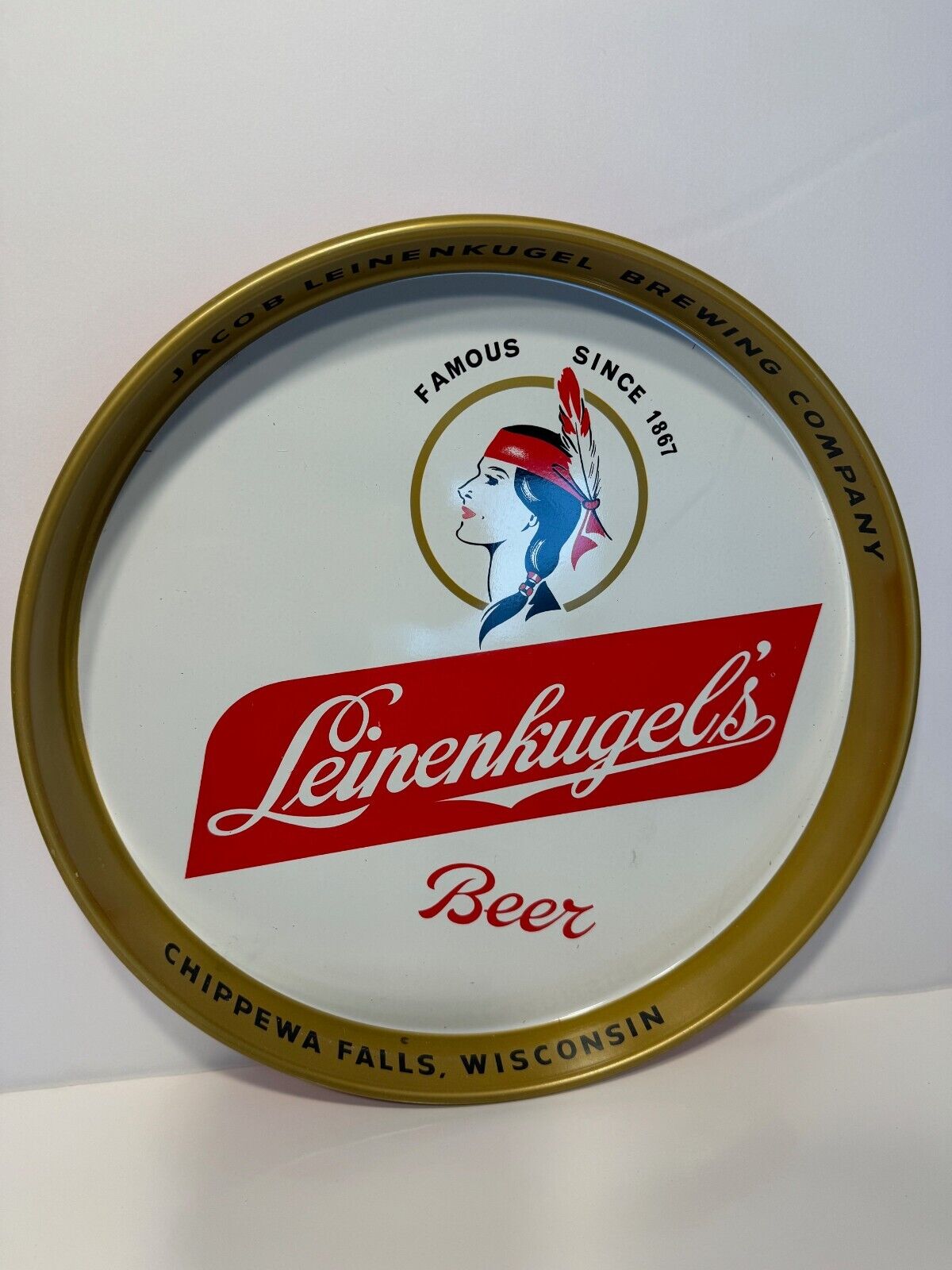 Vintage Leinenkugel's Beer Metal Serving Tray Late 1960's NEW