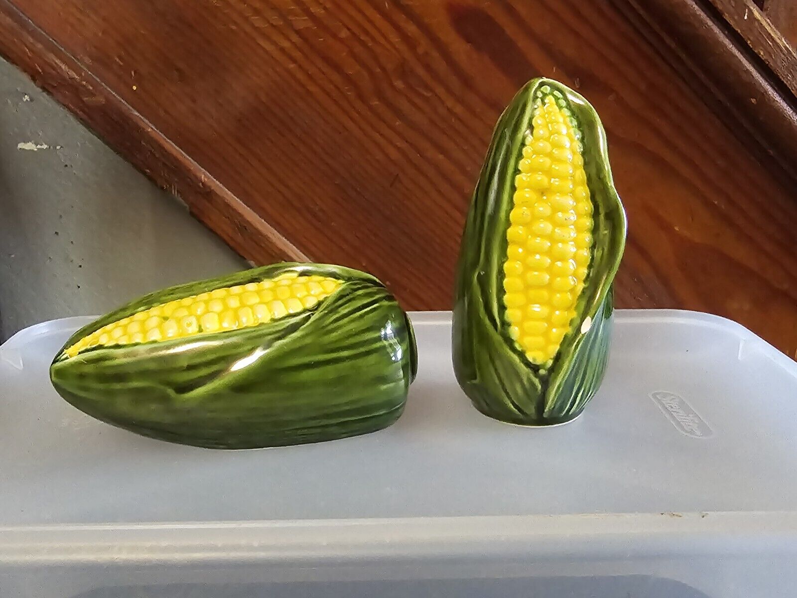 Vintage, ceramic Corn on the Cob Salt and Pepper Shakers 3” tall Farm Country 