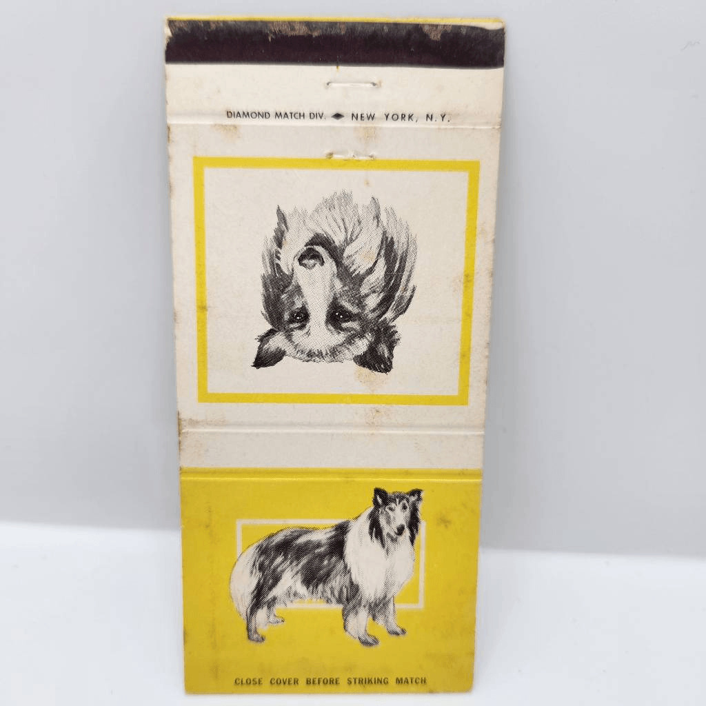 Vintage Matchcover Collie Dog