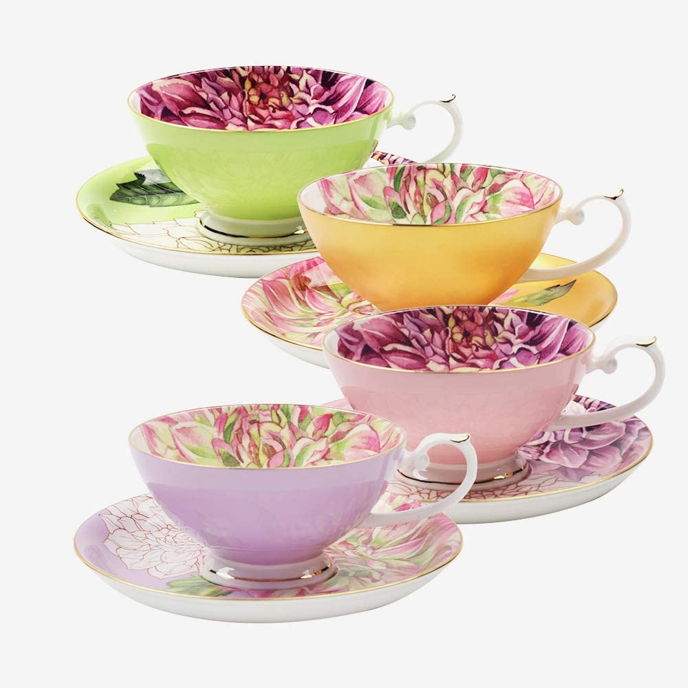 Teacup and Saucer Set, English Teasets, Floral Design