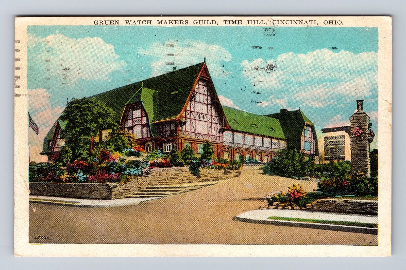 Cincinnati OH-Ohio, Gruen Watch Makers Guild, Time Hill, Vintage c1928 Postcard