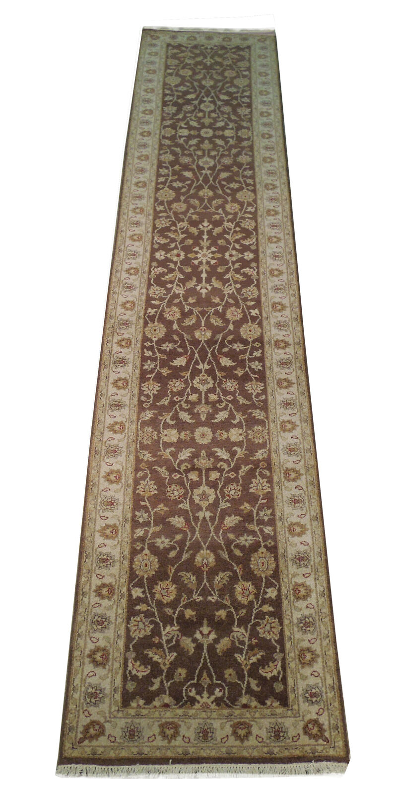 2.5 x 14 Natural Dyes Oushak Rug Brown 417 x 79 cm Knotted Kitchen Runner Rugs