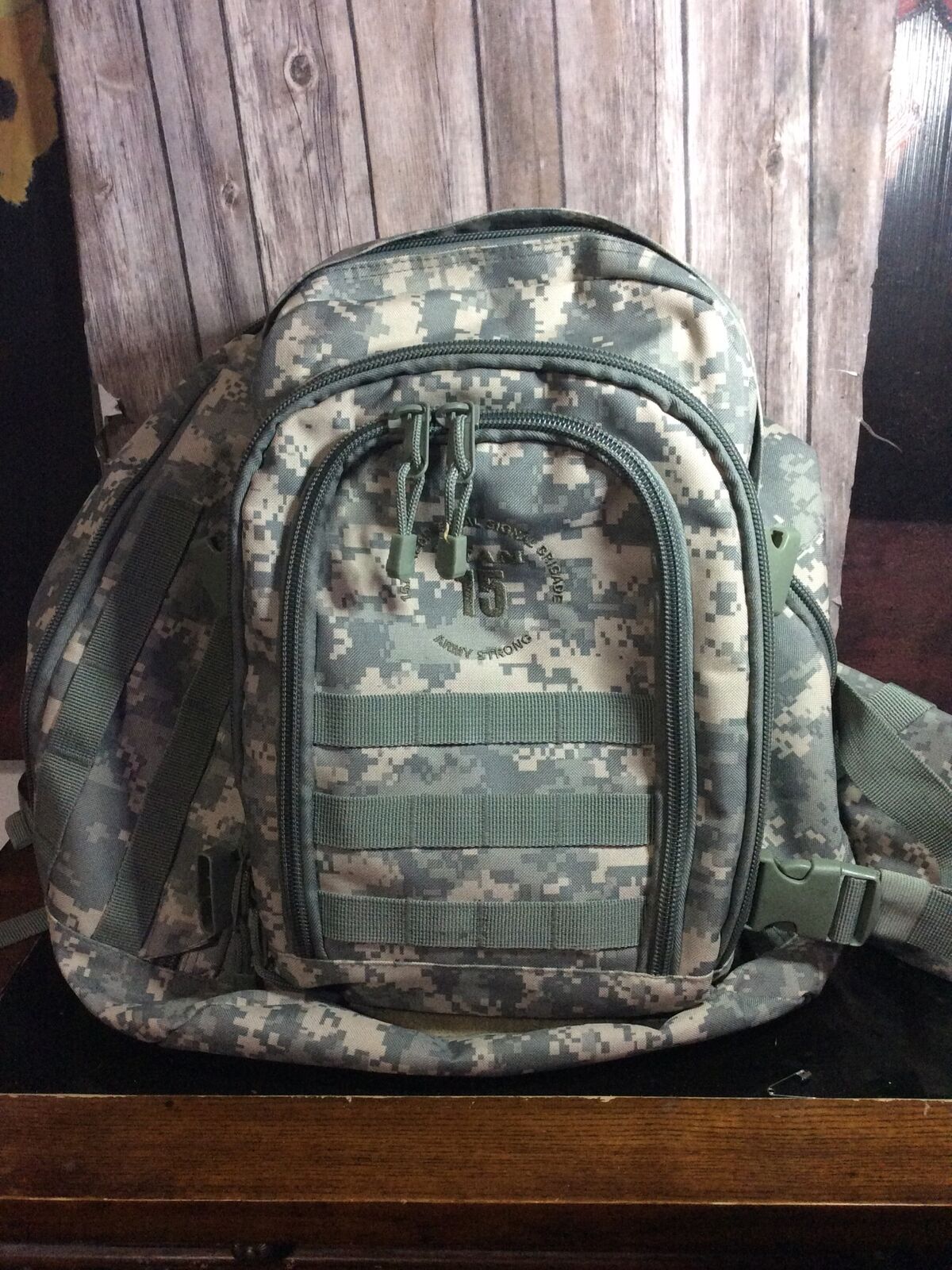 military backpack. used. Camouflage expandable