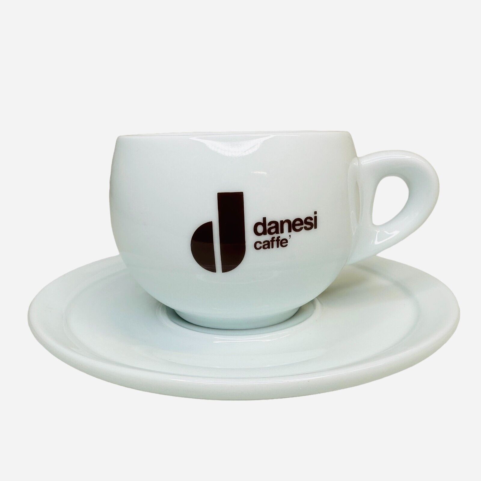 Danesi Cafe XL White Porcelain Cappuccino/Latte Coffee Cup & Saucer Plate