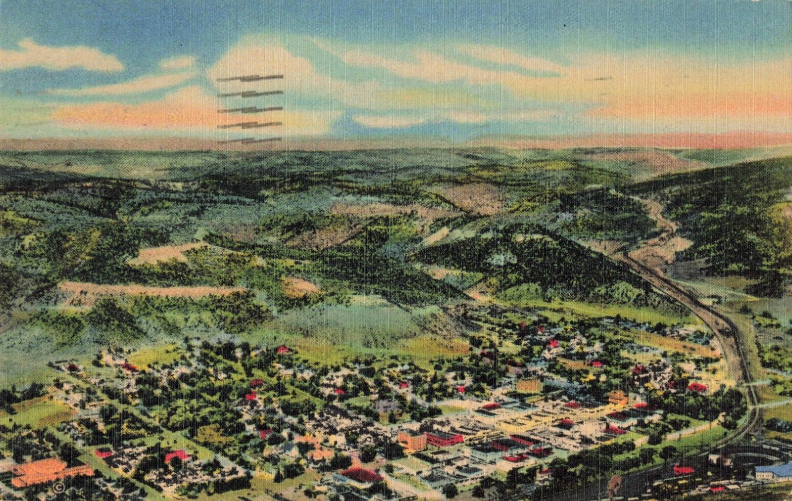 Raton NM New Mexico, Aerial View, Raton Pass, Vintage Postcard