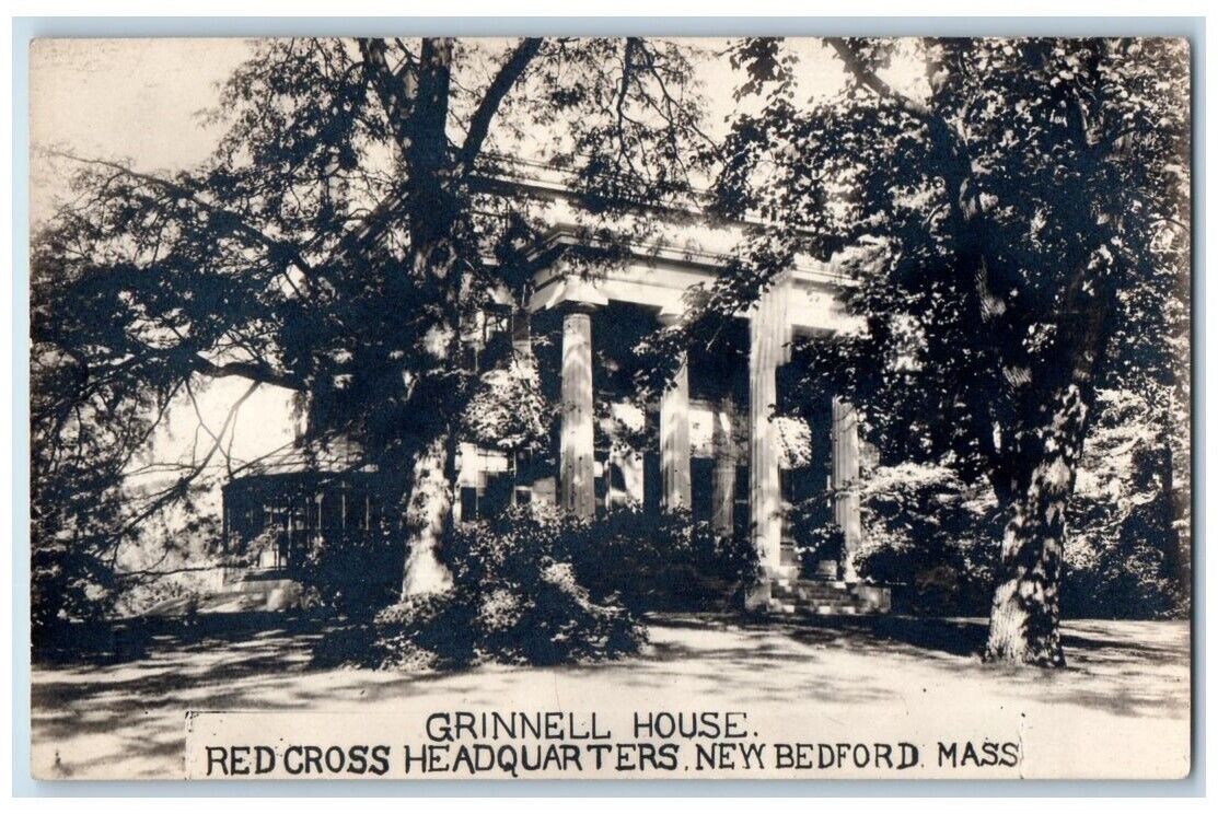 c1918 Grinnell House Red Cross Headquarters New Bedford MA RPPC Photo Postcard