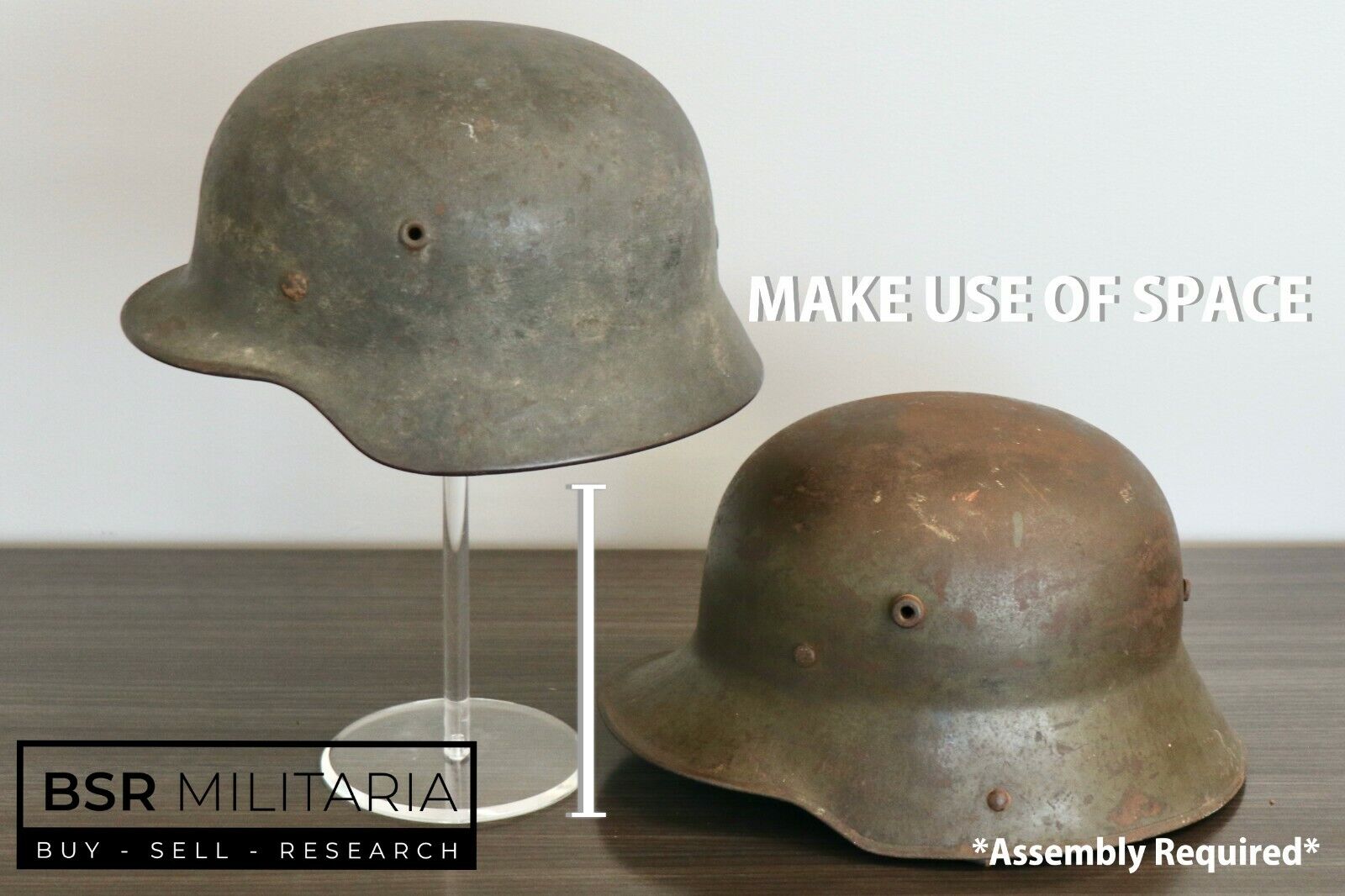 German WWI Helmet Display Stand - Acrylic Combat Museum Headgear Presentation 