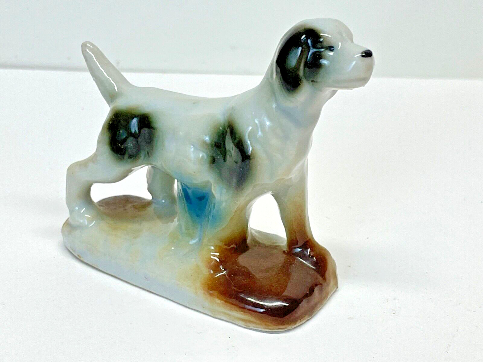 VTG Porcelain Dog Figurine English Setter Pointer Hunting JAPAN Beautiful Gloss