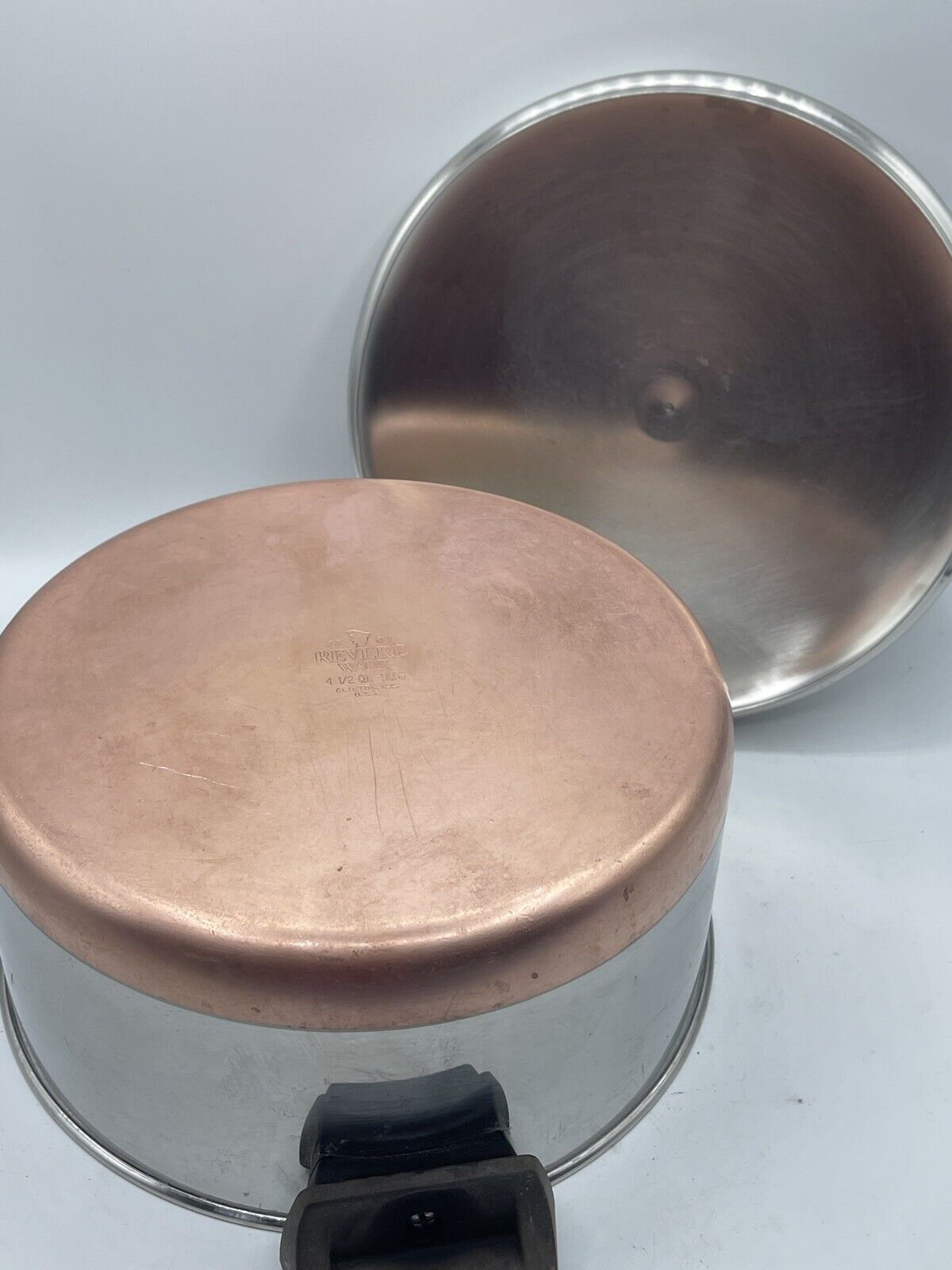 Revere Ware 4.5 Qt Pot with Lid Copper Bottom Pan 92e Clinton ILL USA 1801 USA