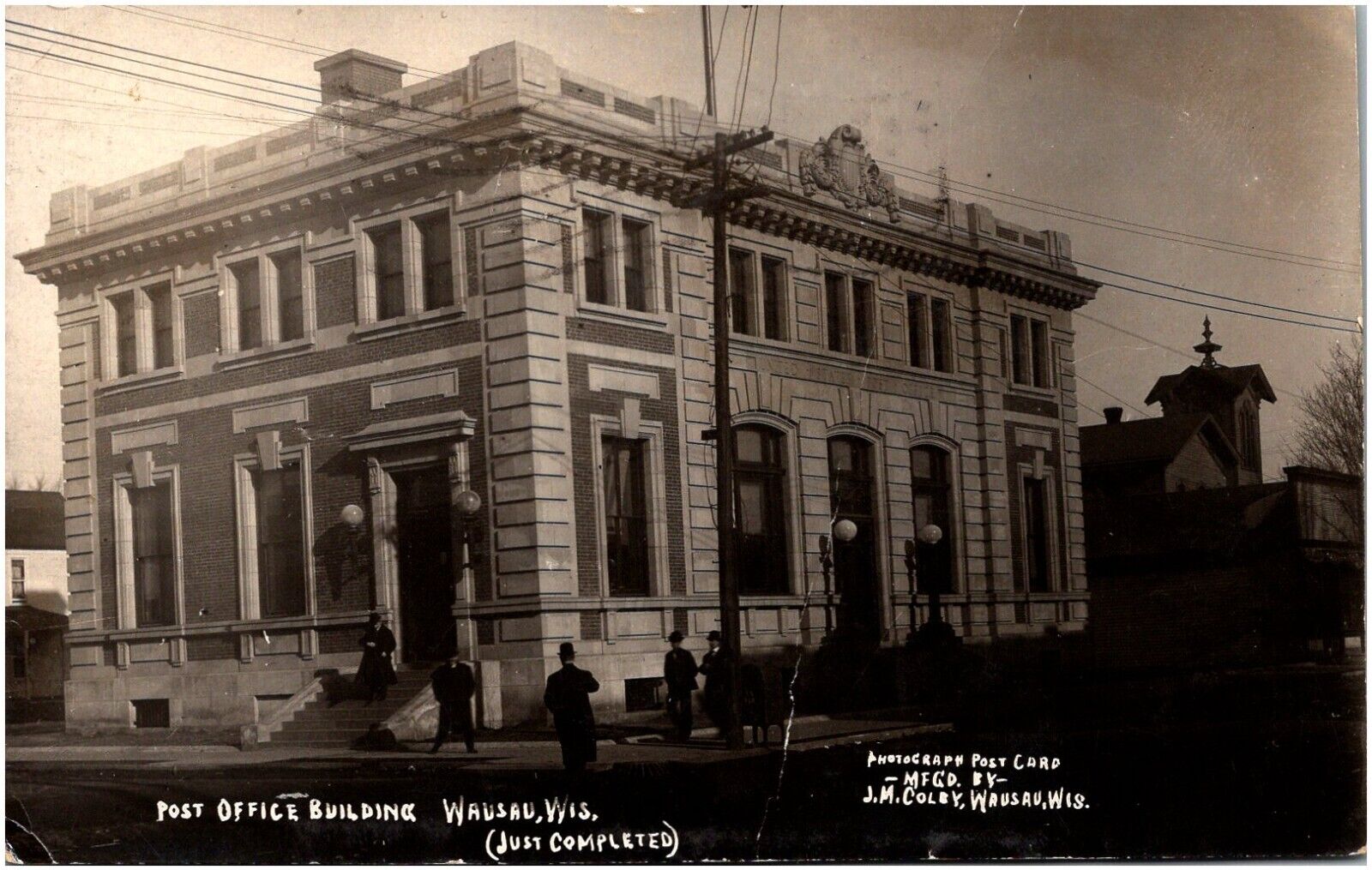 Post Office Building Just Completed Wausau Wisconsin WI 1908 RPPC Postcard Photo