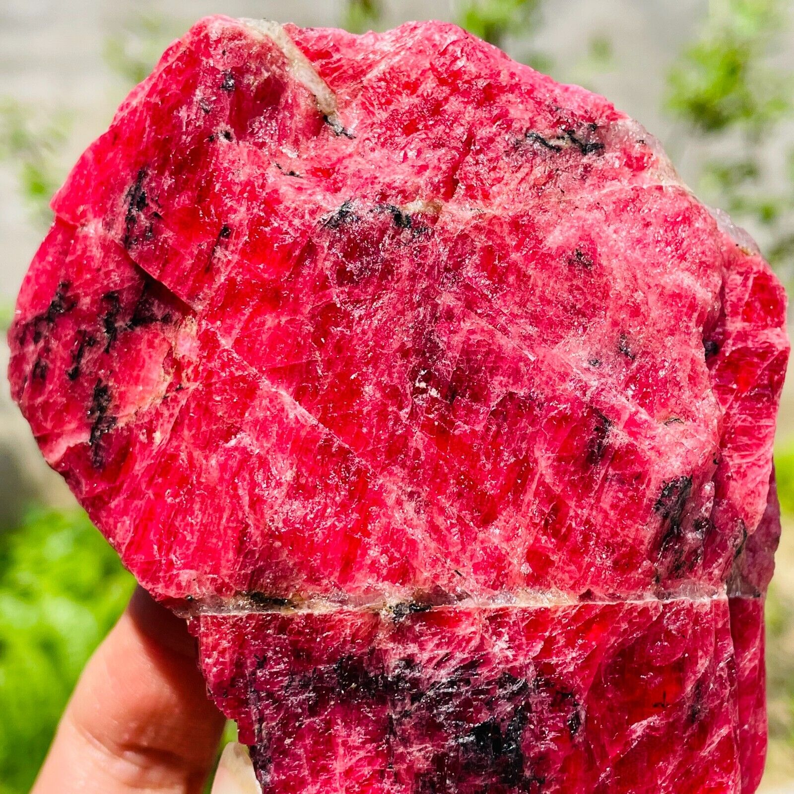 481g Large Natural Pink Red Rhodonite Quartz Crystal Gemstone Rough Specimen