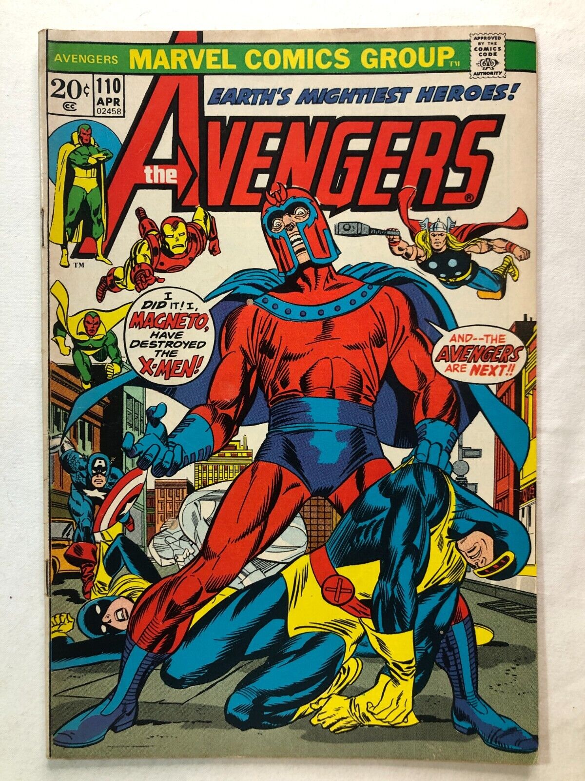 AVENGERS #110 April 1973 X-men & Magneto Vintage Marvel Comics Great Condition