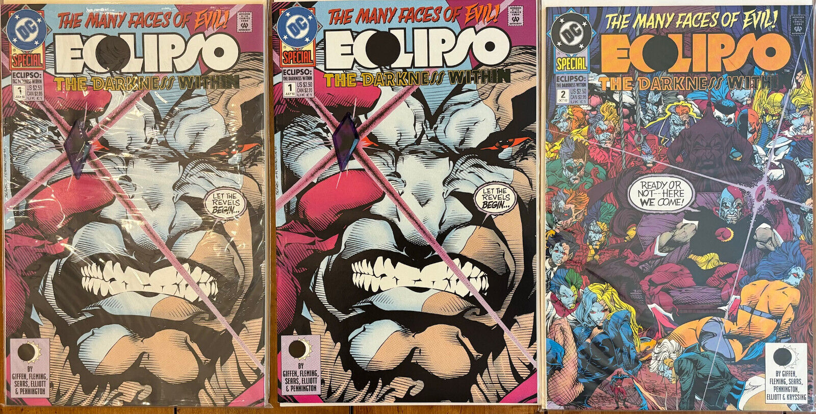 ECLIPSO, DC COMICS, 1992, Lot #1-2,  QTY: 3 TOTAL,  VERY GOOD