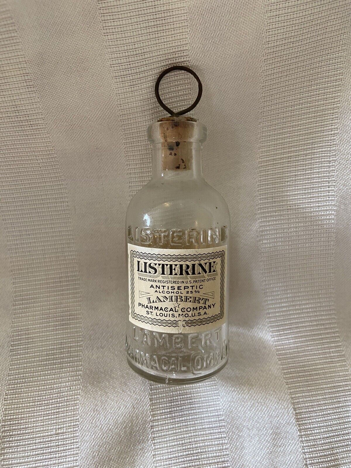 Antique RARE “Sample Size” Listerine Lambert Bottle w/ Original Stopper & Label