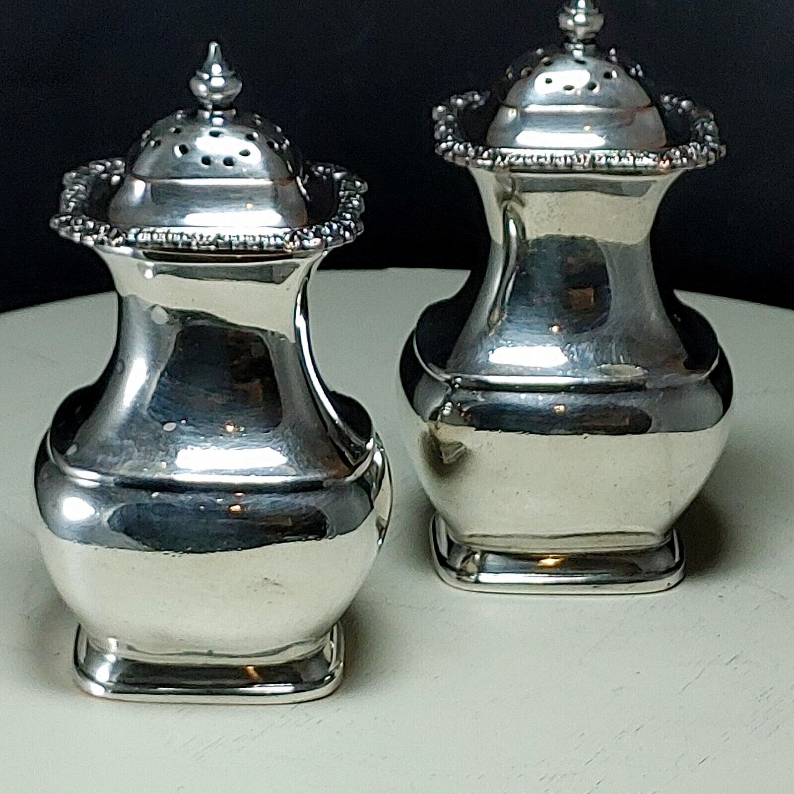 Vtg Victorian Salt & Pepper Shakers Ornate Silver Plate 4\