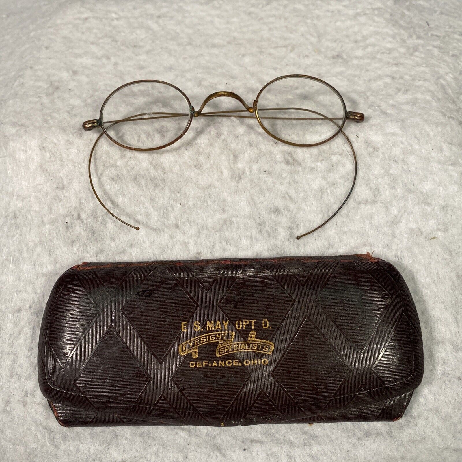 Vintage Small Oval Eyeglasses, Antique Vintage Eyeglasses Spectacles, With Case