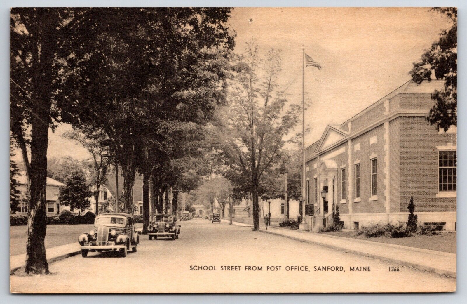 School Street Post Office 1945 Sanford Maine ME Vintage Postcard