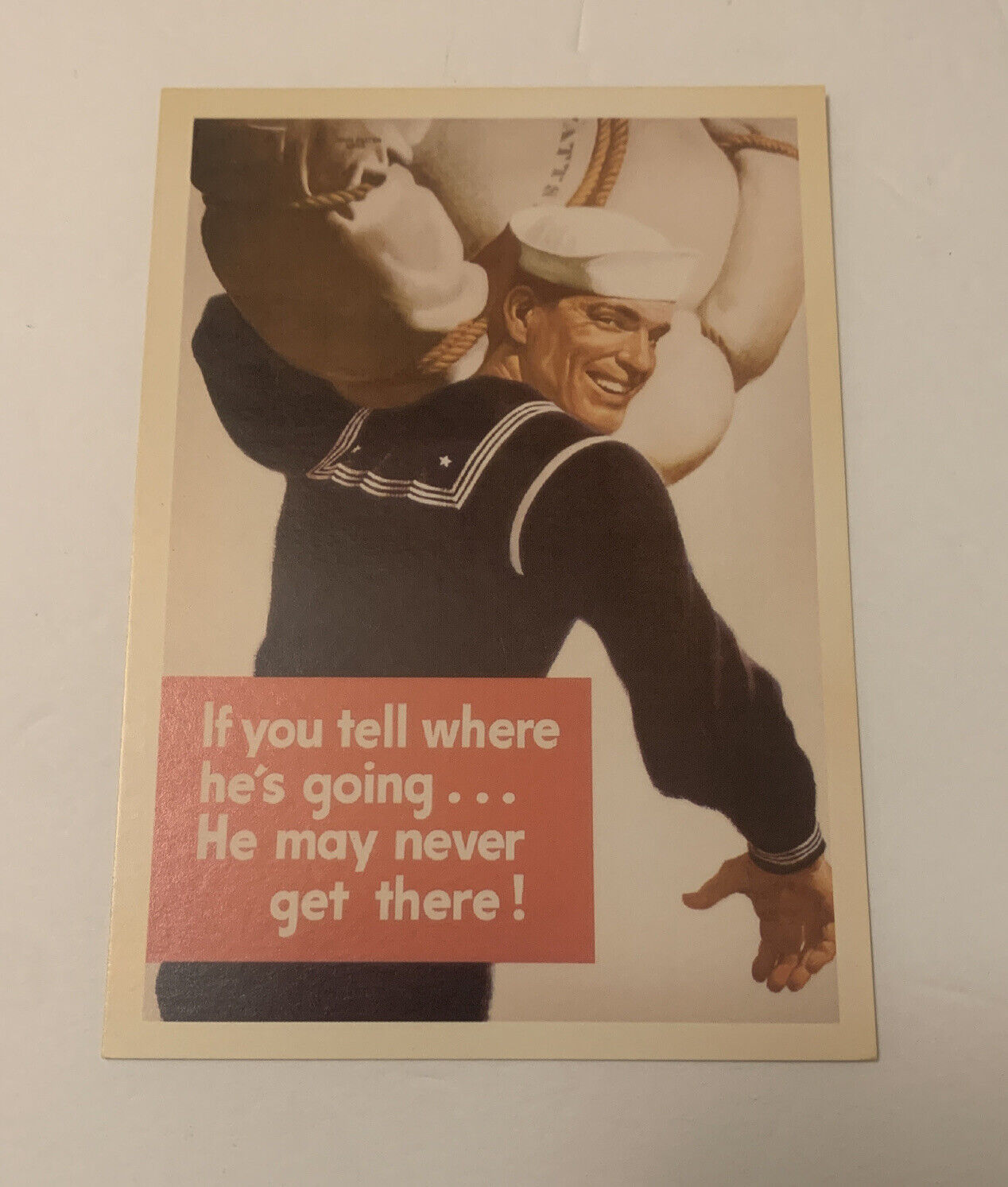 Vintage Reproduction 5.5” X 3.75” Sailor World War Postcard Collectible Paper