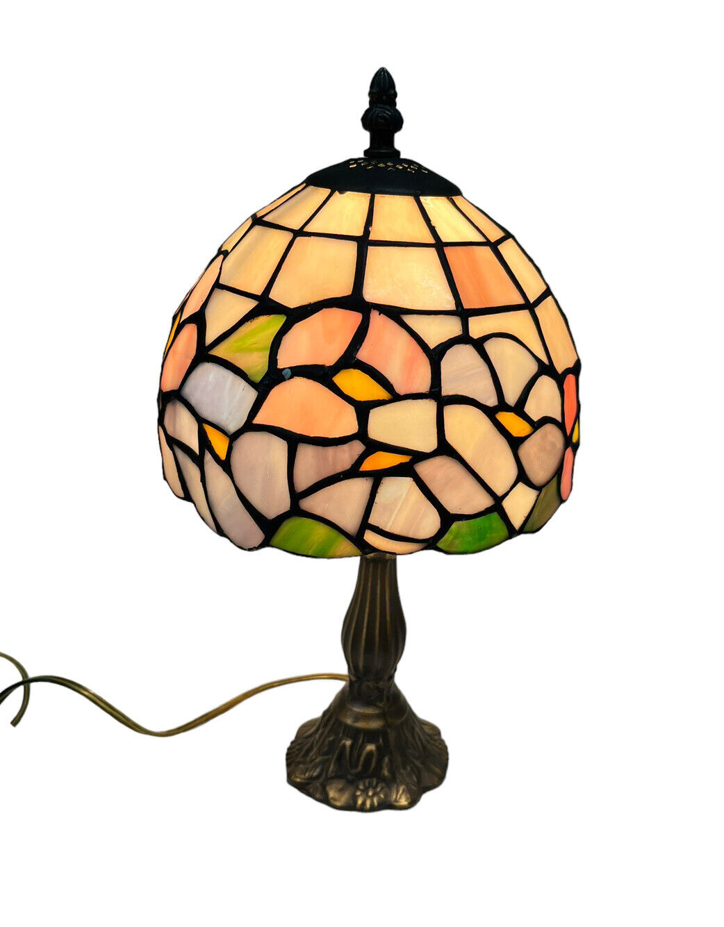 Vintage Stained Glass Floral Tiffany Style Desk Table Lamp Lily Pad 14\