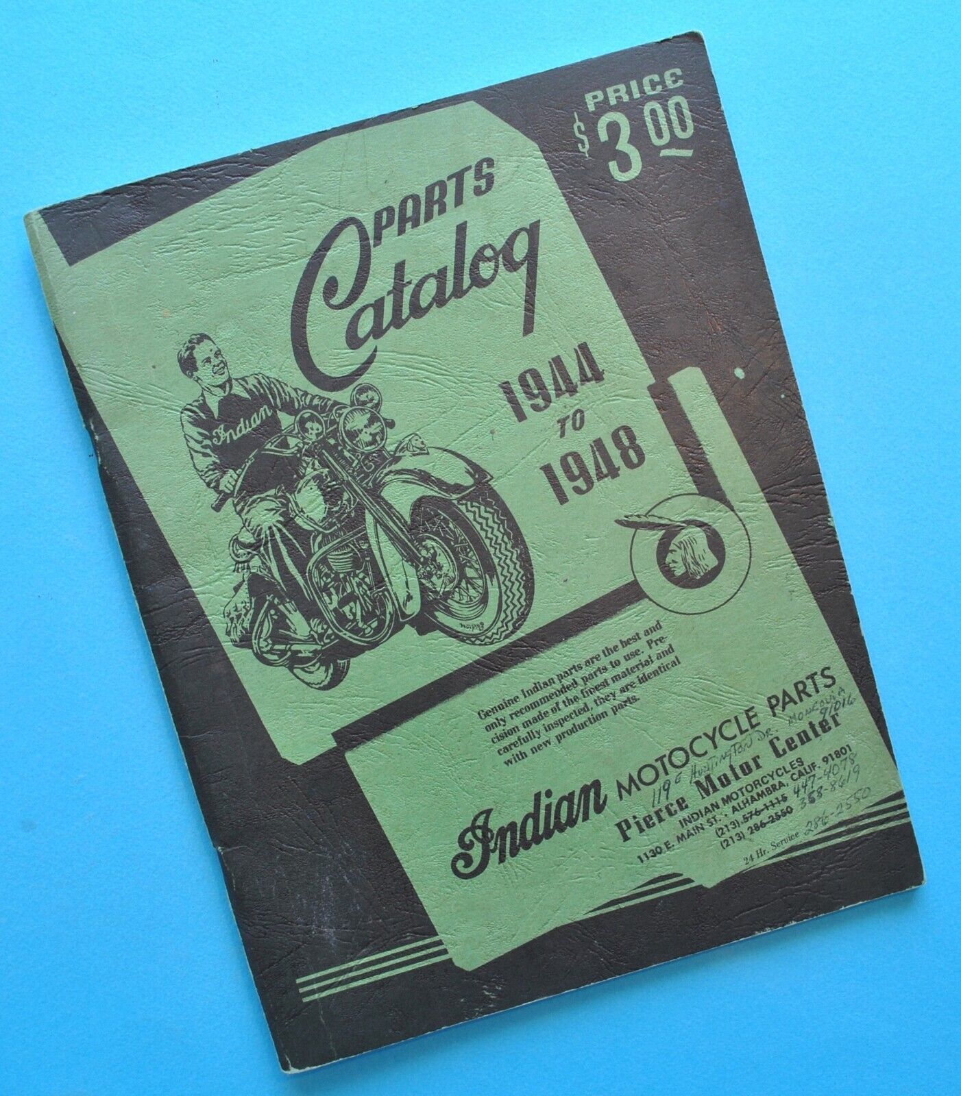 Antique  1942-1955 Indian Chief Motorcycle Parts Catalog Manual Restoration Book