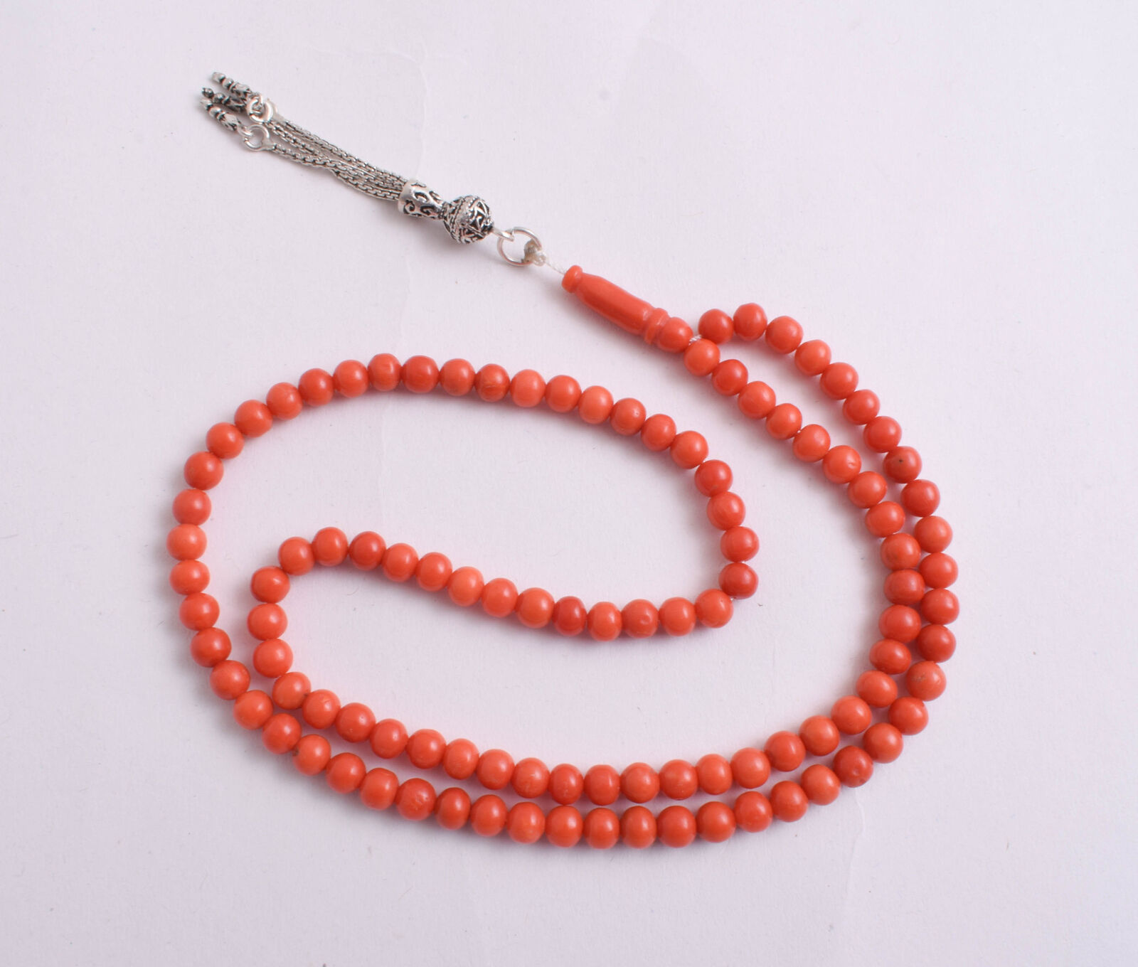 Vintage Red Coral Prayer Beads / Mediterranean Tunisian genuine red coral beads