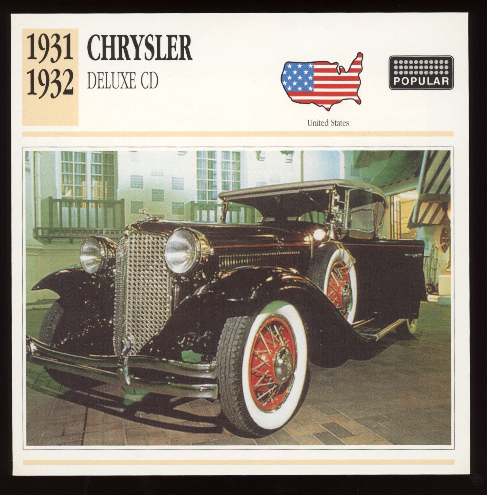 1931 1932 Chrysler Deluxe CD  Classic Cars Card