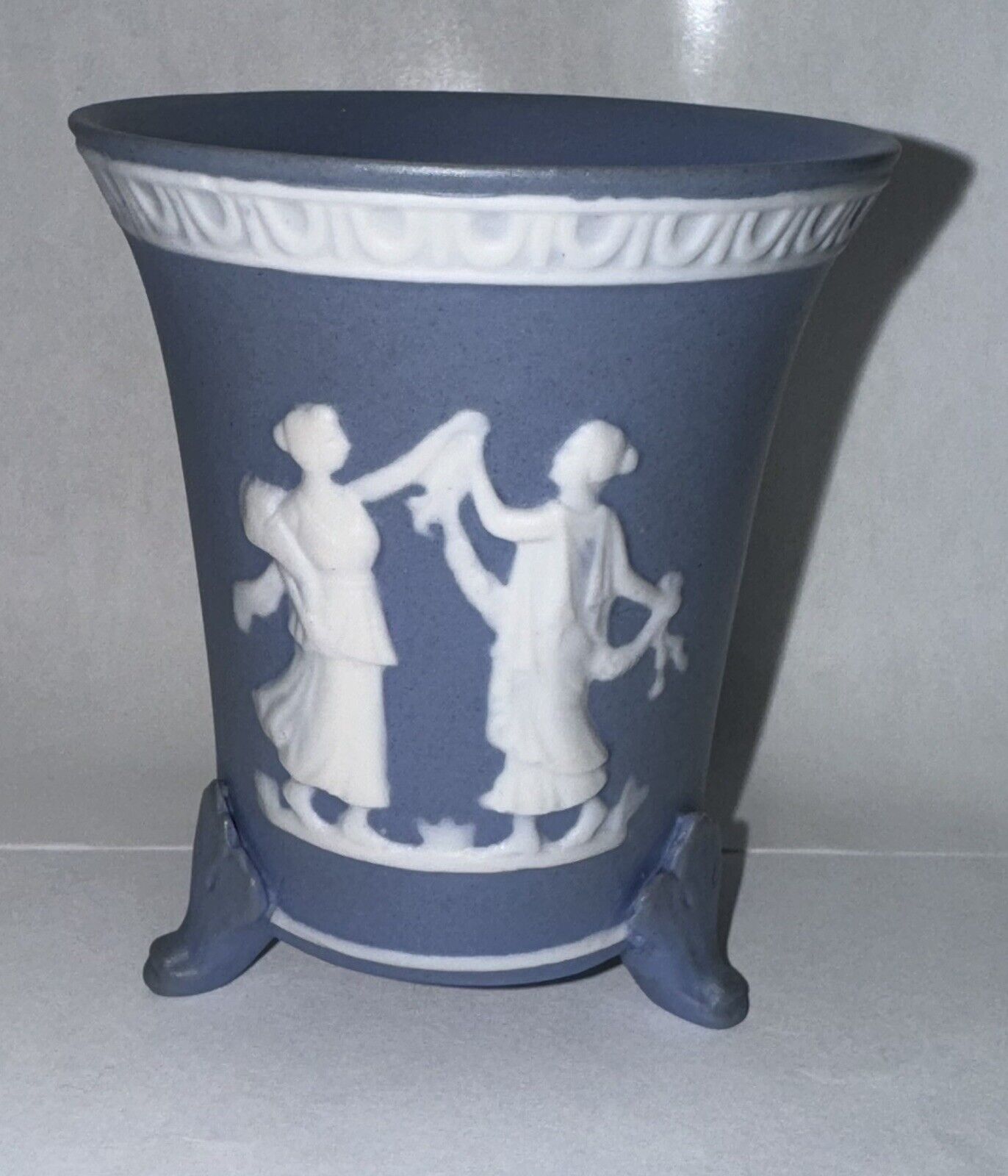 Vintage Jasperware Neo-Classical Three Footed Small Vase Unmarked