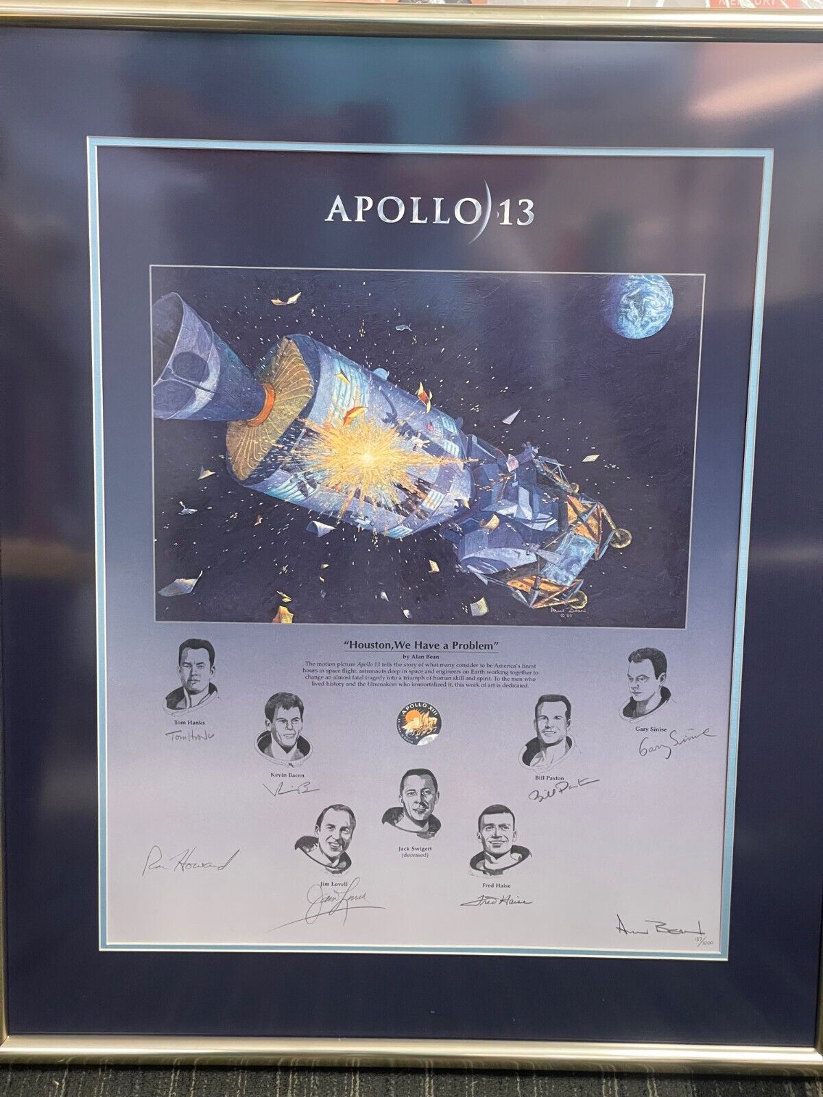 Tom Hanks Paxton Alan Bean Jim Lovell Fred Haise NASA Apollo 13 Signed Autograph