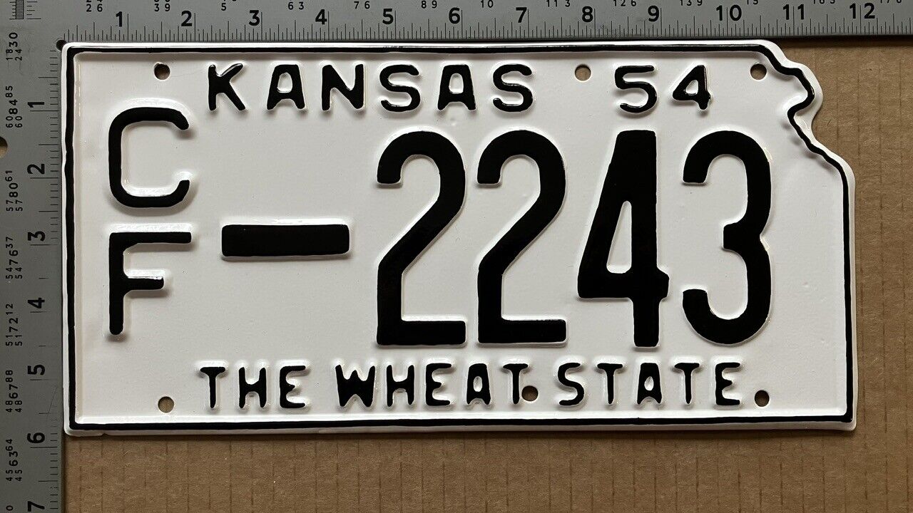 1954 Kansas license plate CF 2243 YOM DMV Coffey SHOW CAR READY P112