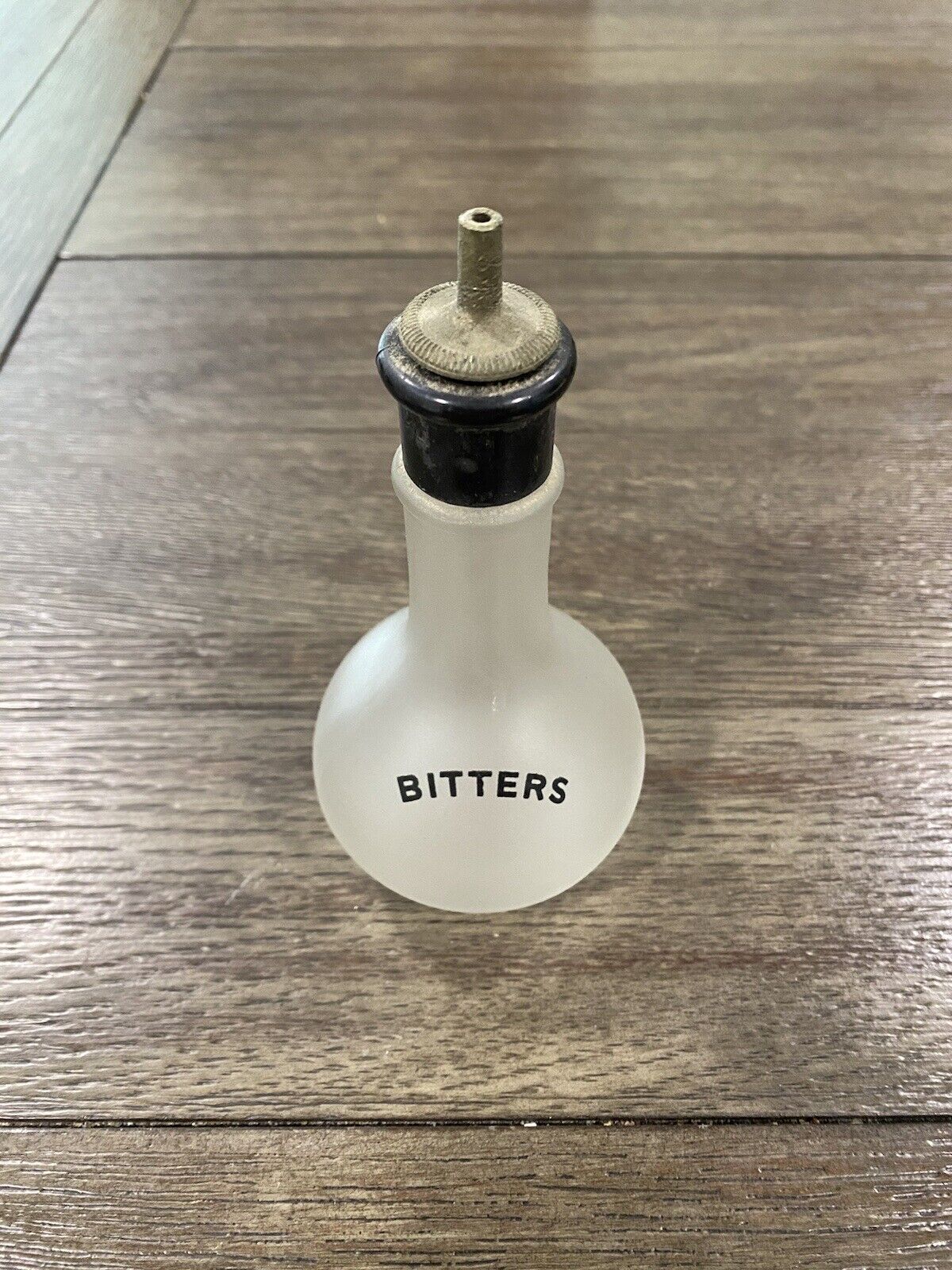 Antique Bitters Barber Bottle Frosted Glass Cork Top Early 1900s Rare