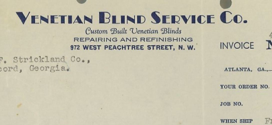 1940 Venetian Blind Service Co Atlanta GA Custom Built Blinds Peachtree St. 304