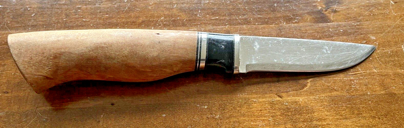 Vintage Helle Eggen(?) Norwegian Wood handle Puuko style knife w/sheath--366.24