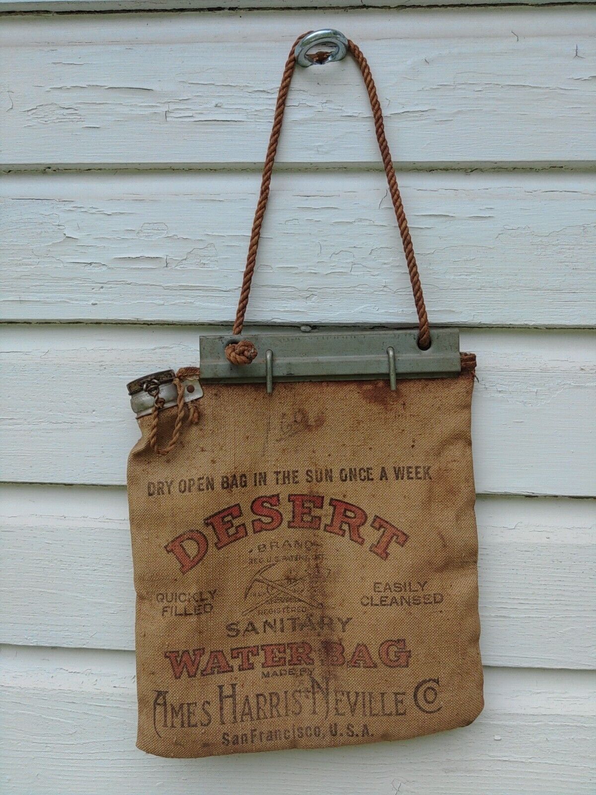VTG Antique  Desert Brand Water Bag San Francisco Ames Harris Neville Made USA 