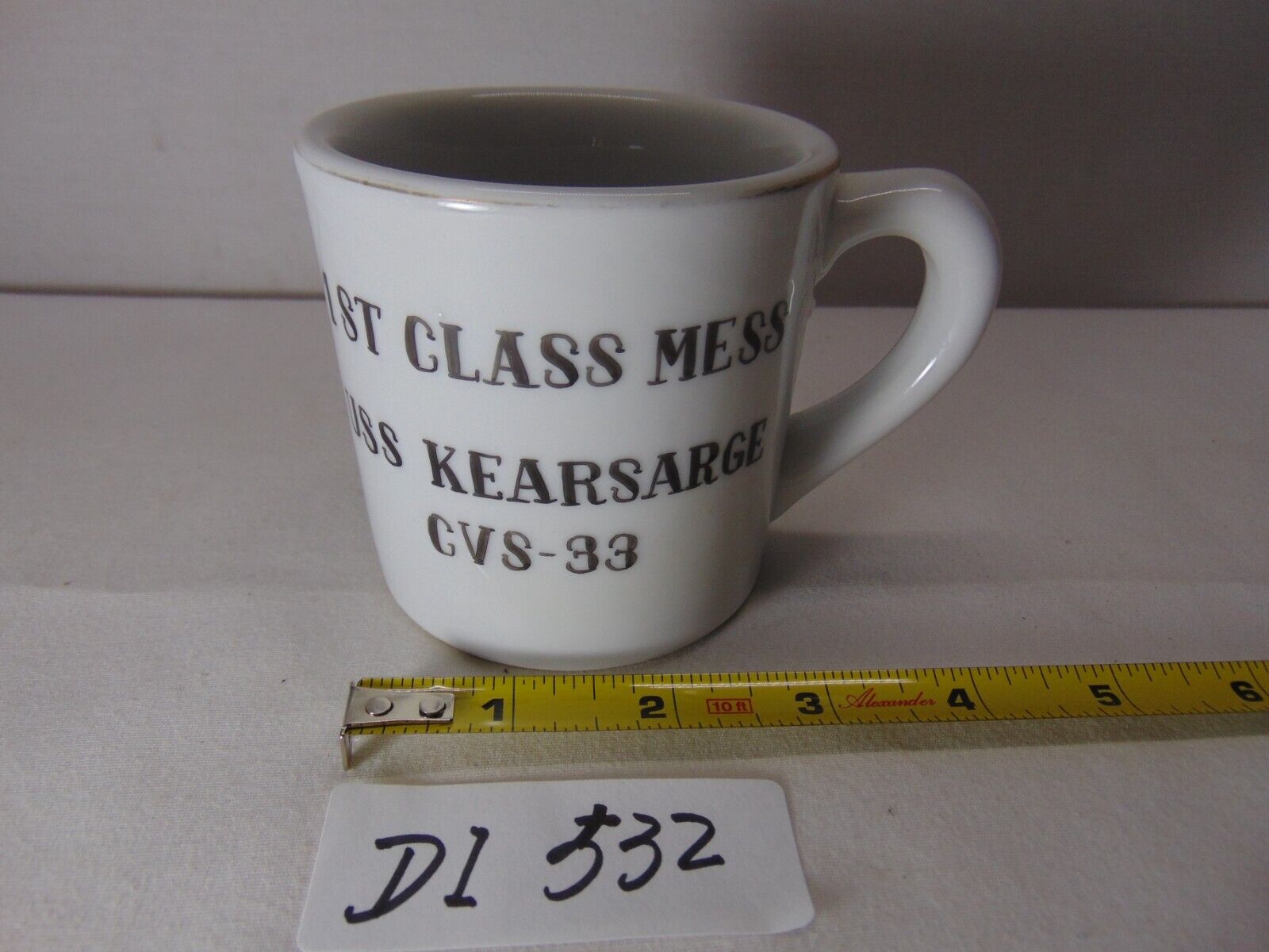 Vintage US Navy Cup Mug USS Kearsarge CVS-33 1st Class Mess Miller EN 1 Old